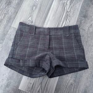 forever 21 vintage gray red plaid shorts